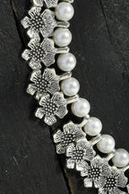 Mominos Fashion Johar Kamal Oxidised Silver-Plated Floral Design Necklace Choker Set - Distacart