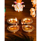 eCraftIndia Set of 4 Handcrafted Brass Diyas