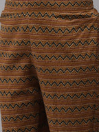Yufta Women Mustard Brown Sequinned Pure Cotton Kurta with Trouser