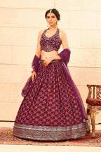 Purple Faux Georgette Sequence work Lehenga Choli with Dupatta - Dhvani