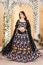 Eilara Flower Designer Black Lehenga For Reception