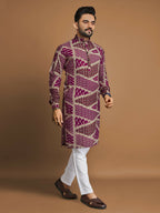 Anaita Purple Printed Cotton Straight Kurta
