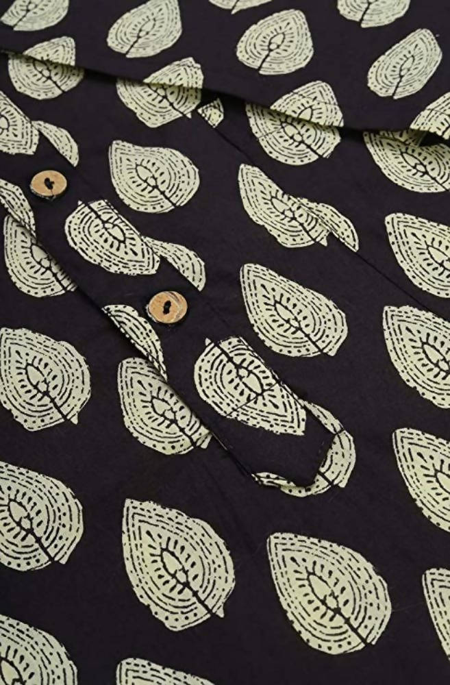 Janasya Men's Black Cotton Kurta - Distacart