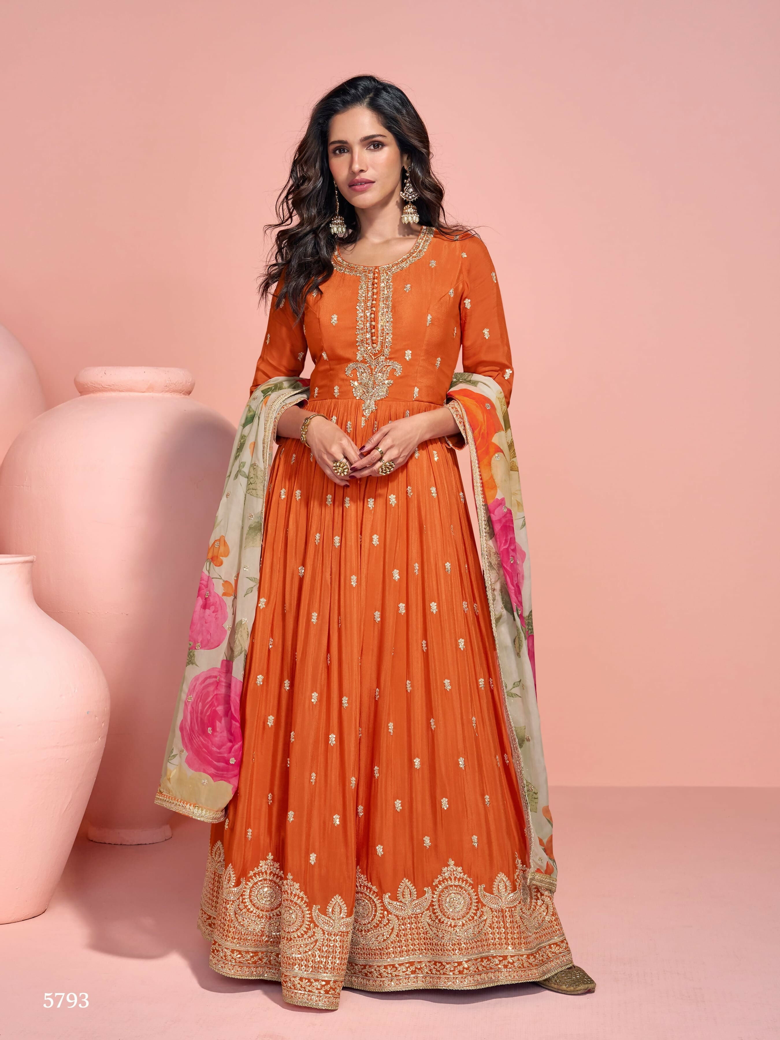Anaita Yellow Embroidered Silk Anarkali Suits - Distacart