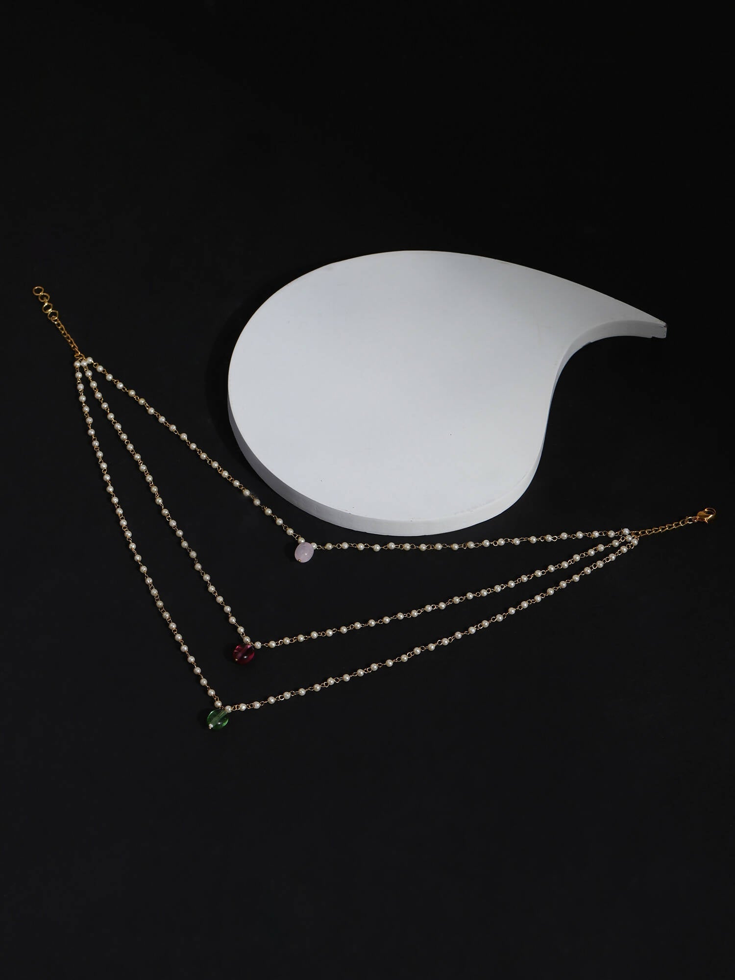 White Pink Brass Gold-Plated Necklace - Ruby Raang - Distacart