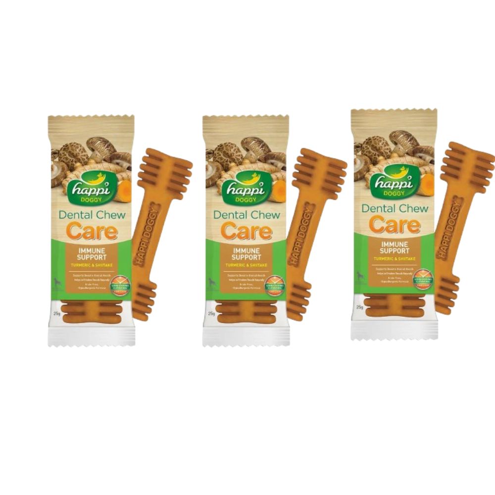 Happi Doggy Dental Chew Care Immune Support Turmeric & Shiitake - Distacart