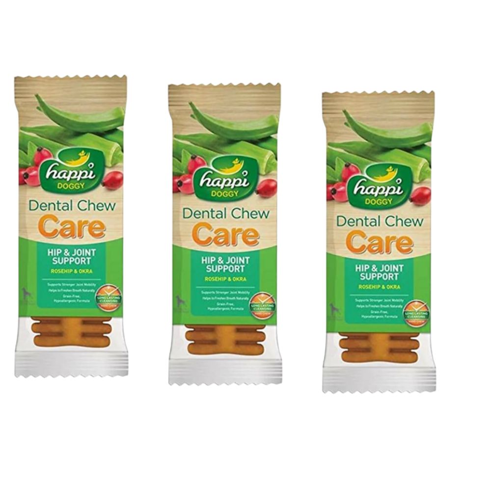 Happi Doggy Dental Chew Care Hip & Joint Support Rosehip & Okra - Distacart