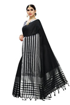 Vamika Black Cotton Silk Weaving Saree (Twitter Black) - Distacart