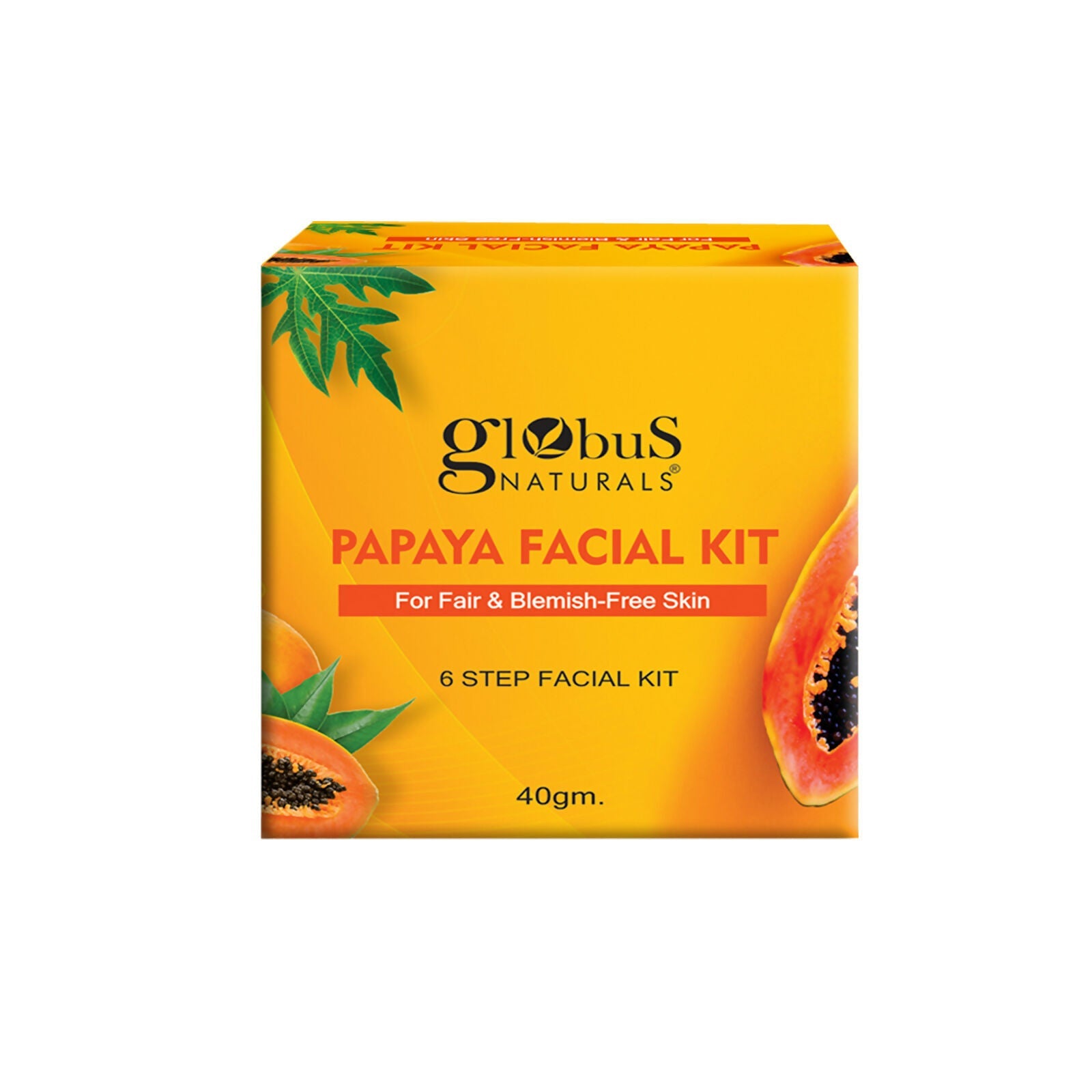 Globus Naturals Papaya Facial Kit For Blemish Free Skin & Anti-Pigmentation, 6 Steps - Distacart