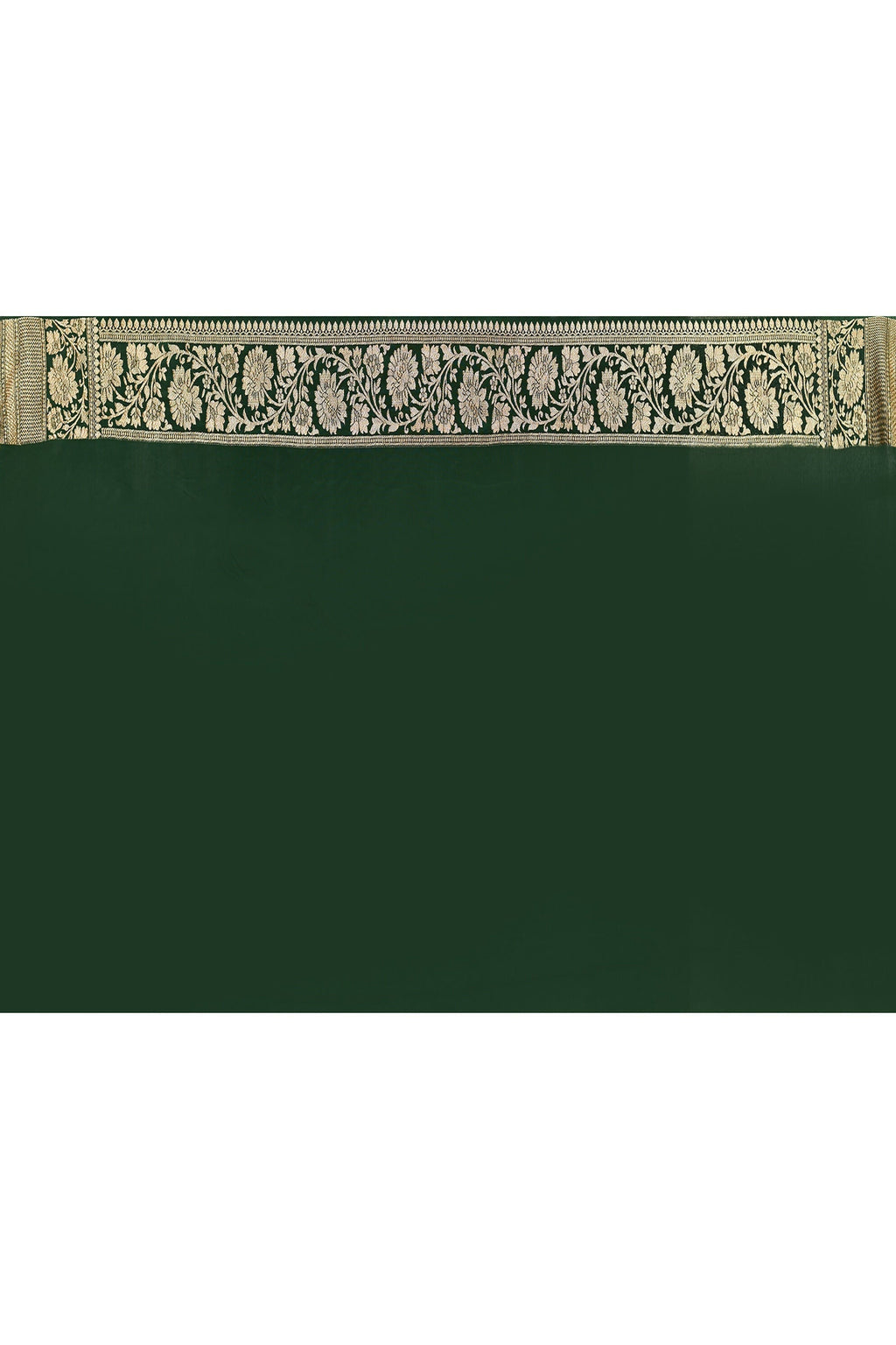 Joban Fashion Emerald Green Crepe Chiffon Pure Handloom Banarasi Silk Saree