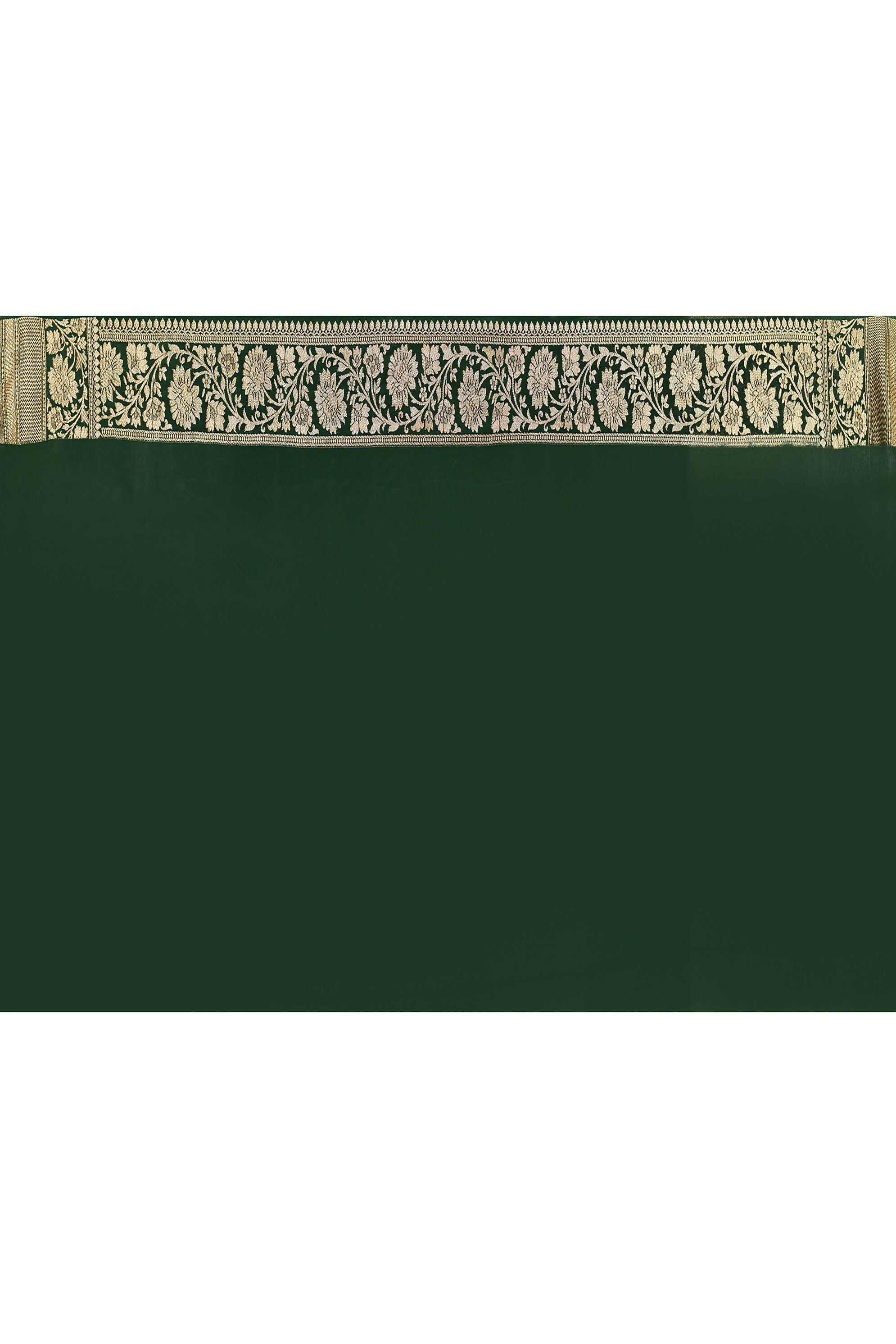 Joban Fashion Emerald Green Crepe Chiffon Pure Handloom Banarasi Silk Saree