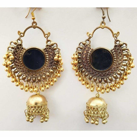 MS Fashion India Gold-Polished Afghani Pearls And Jhumka Long Hanging Traditional Earrings