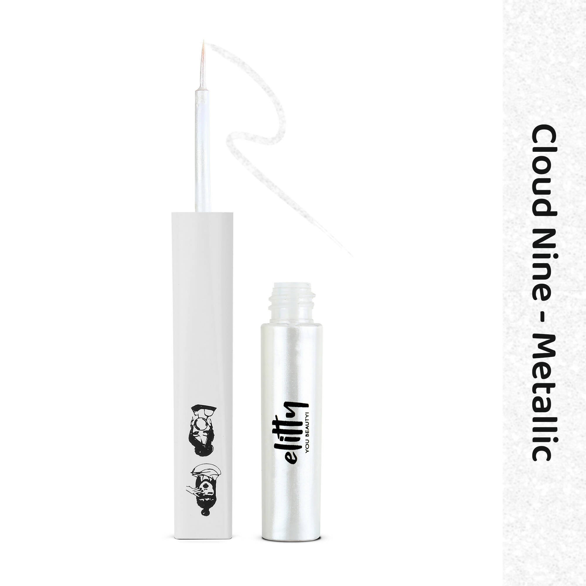 Elitty White Pop Color Metallic Finish Liquid Eyeliner - Cloud Nine (White)