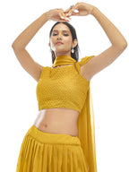 Myra Musturd Georgette Embroidered Designer Lehenga
