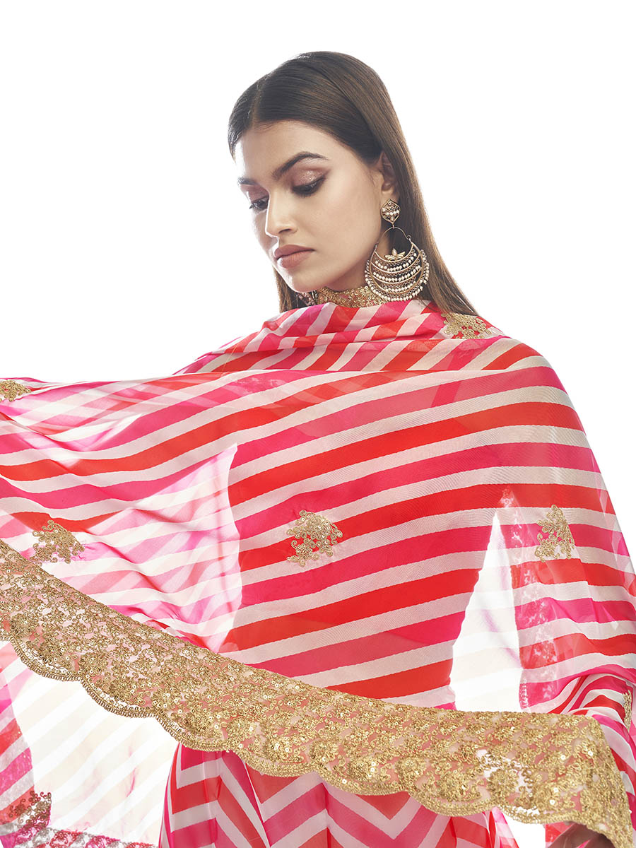 Myra Pink Organza Embroidered Designer Lehenga