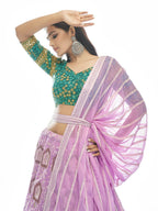 Myra Lilac Georgette Embroidered Designer Lehenga