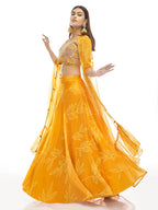 Myra Musturd Organza Embroidered Designer Lehenga