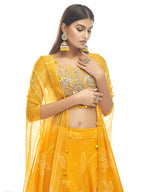 Myra Musturd Organza Embroidered Designer Lehenga