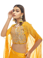 Myra Musturd Organza Embroidered Designer Lehenga