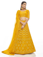 Myra Musturd Georgette Embroidered Designer Lehenga