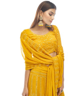 Myra Musturd Georgette Embroidered Designer Lehenga