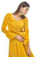 Myra Musturd Georgette Embroidered Designer Lehenga