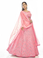 Myra Baby Pink Georgette Embroidered Designer Lehenga