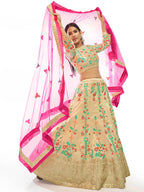 Myra Cream Art Silk Embroidered Designer Lehenga