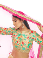 Myra Cream Art Silk Embroidered Designer Lehenga