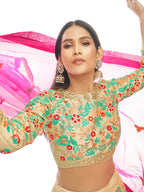 Myra Cream Art Silk Embroidered Designer Lehenga