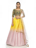 Myra Multicolour Satin Georgette Embroidered Designer Lehenga