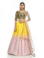 Myra Multicolour Satin Georgette Embroidered Designer Lehenga