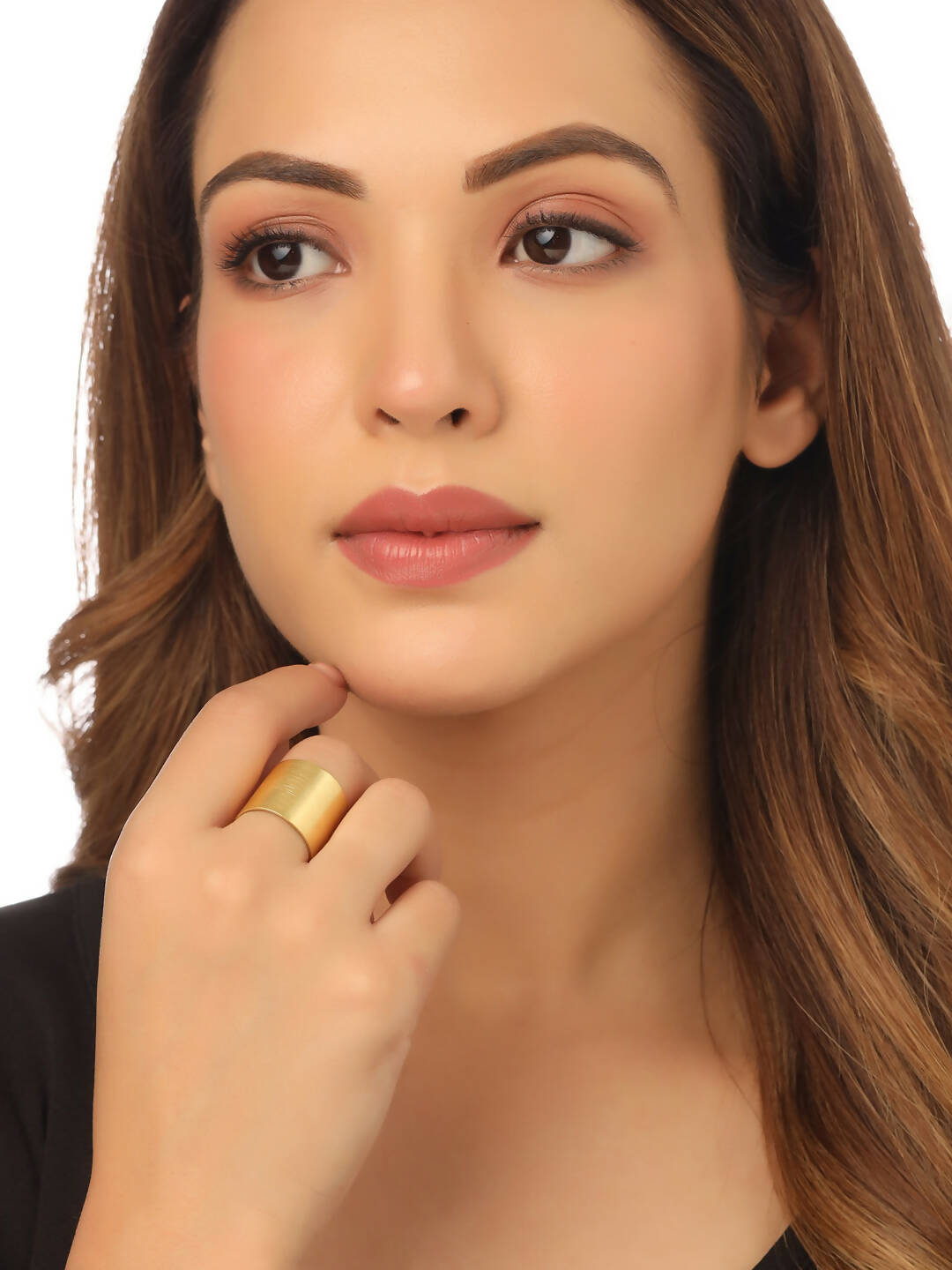 NVR Women Gold-Polished Adjustable Finger Ring