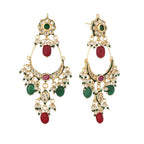 Nuyug 22K Gold Plated Crescent Kundan Drop Green Stone Chandbali Earrings - Distacart
