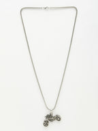 NVR Men's Rhodium-Plated Stainless Steel Bike Shaped Pendant With Chain
