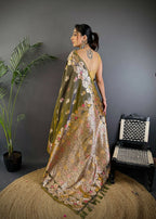 Joban Fashion Meenakari Mehendi Green Woven Soft Silk Saree - Distacart