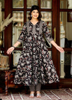 Miravan Women's Yoke Embroidery Anarkali Kurta And Palazzo Set