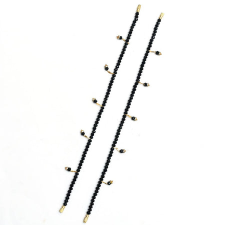 Mominos Fashion Kamal Johar Black Beads Anklets