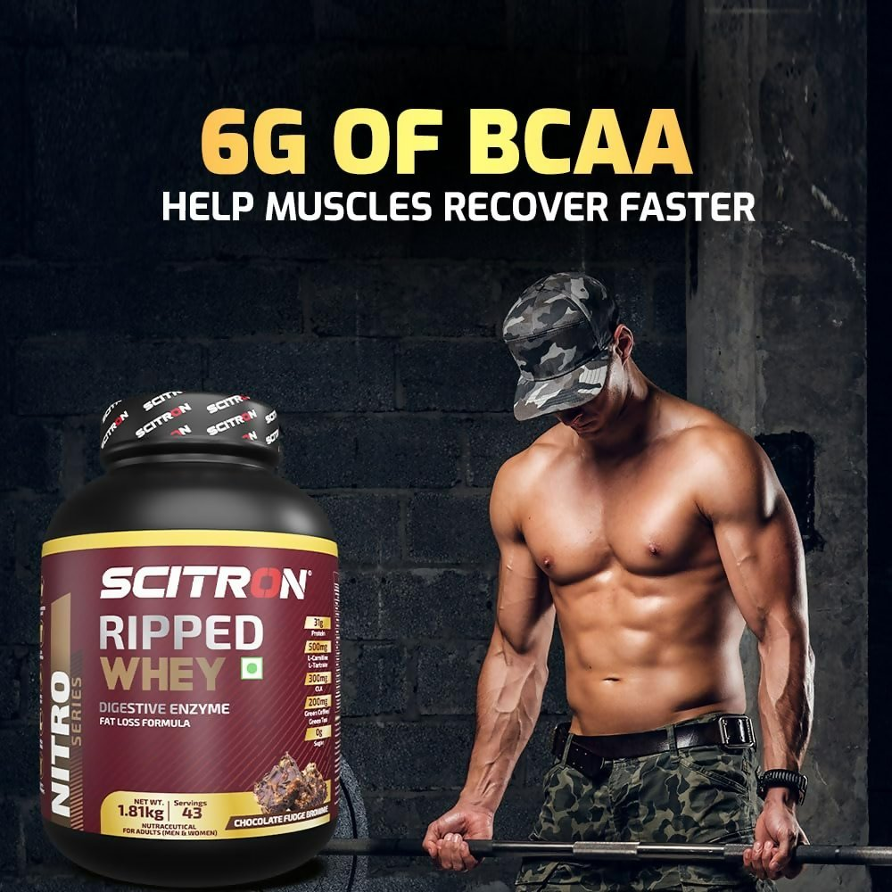 Scitron Ripped Whey Protein Powder Flavor Chocolate Fudge Brownie - Distacart