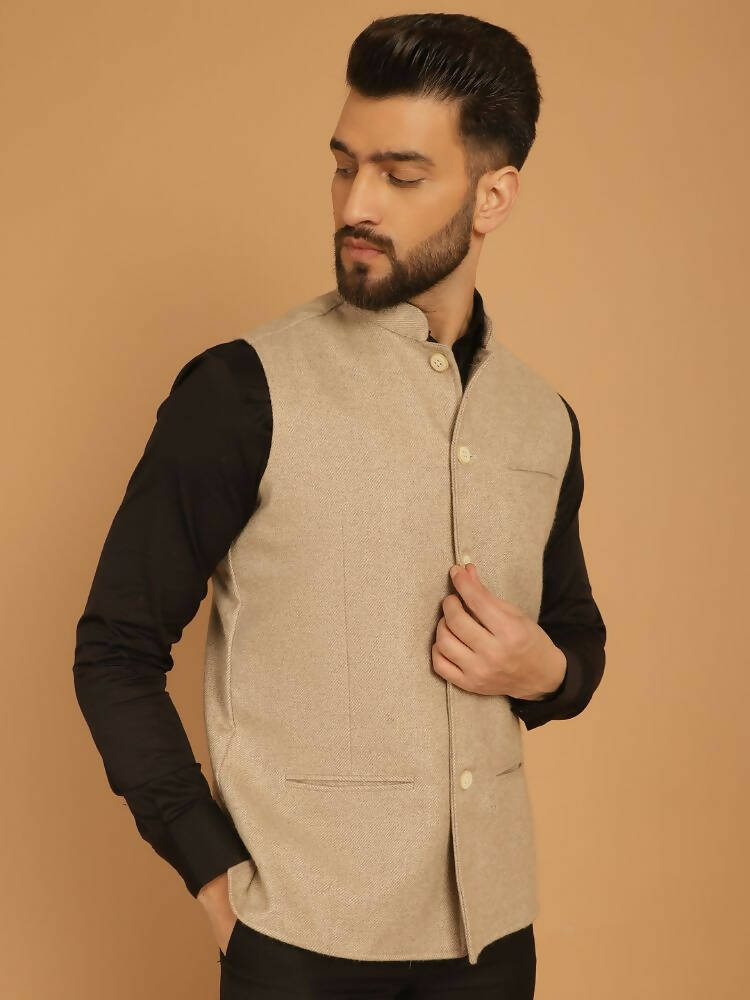 Even Apparels Pure Wool Nehru Jacket - Off White