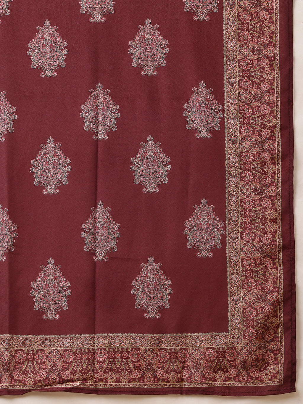 Embroidered & Printed Kurta With Palazzo & Printed Dupatta, Maroon - Hiral Fashion - Distacart