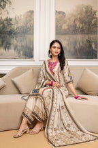 Embroidered & Printed Kurta With Palazzo & Printed Dupatta, White - Hiral Fashion