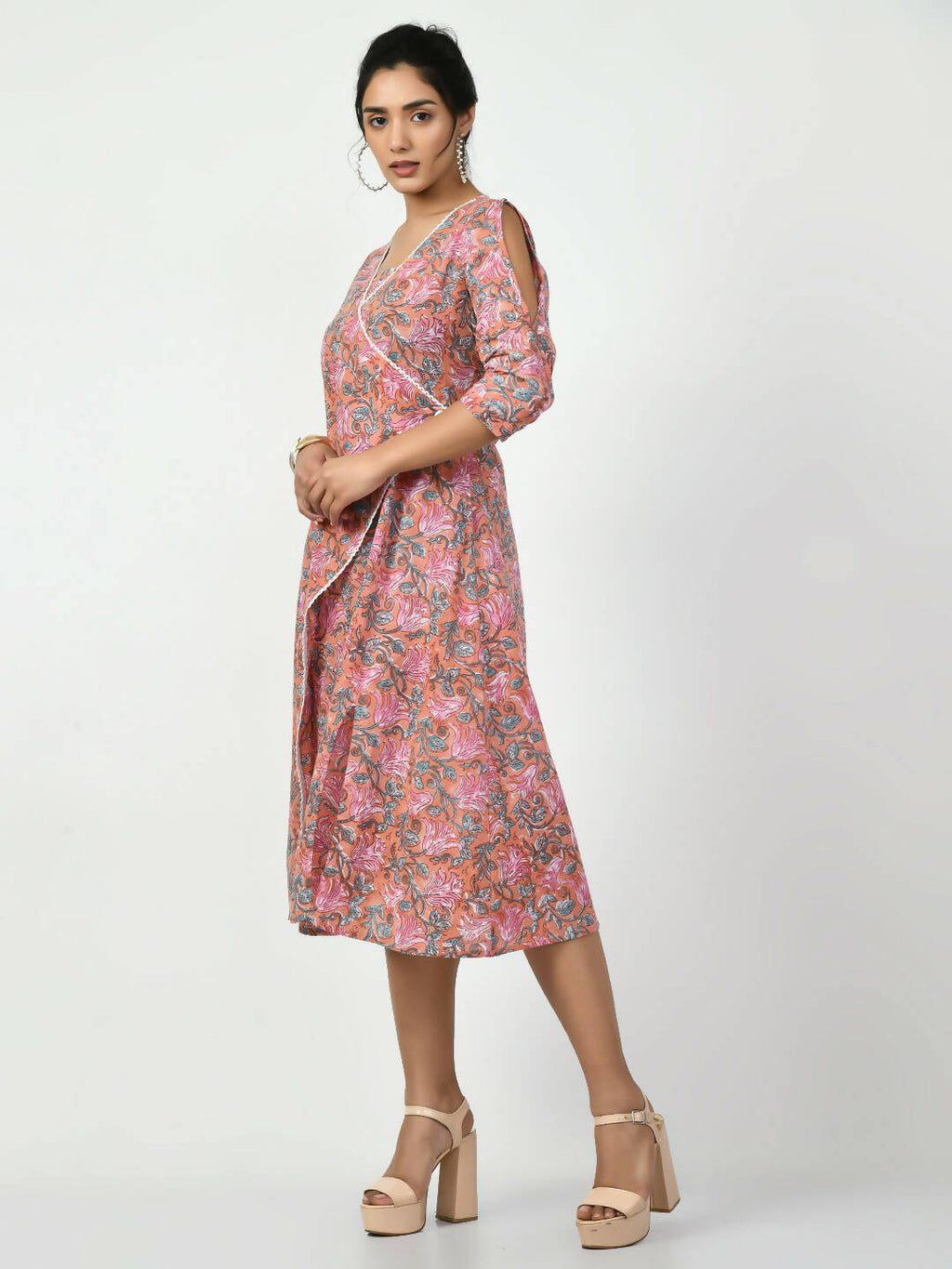 Myshka Women's Multi Floral Printed A-Line Dress - Distacart