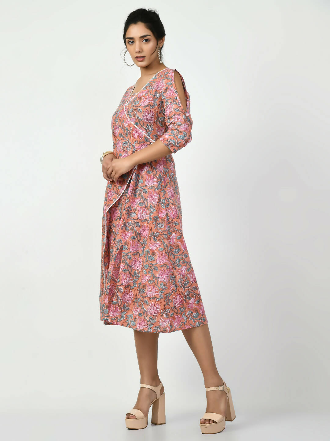Myshka Women's Multi Floral Printed A-Line Dress - Distacart