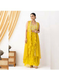 Joban Fashion Yellow Georgette Embroidery Sequence Work Readymade Kurta Set - Distacart