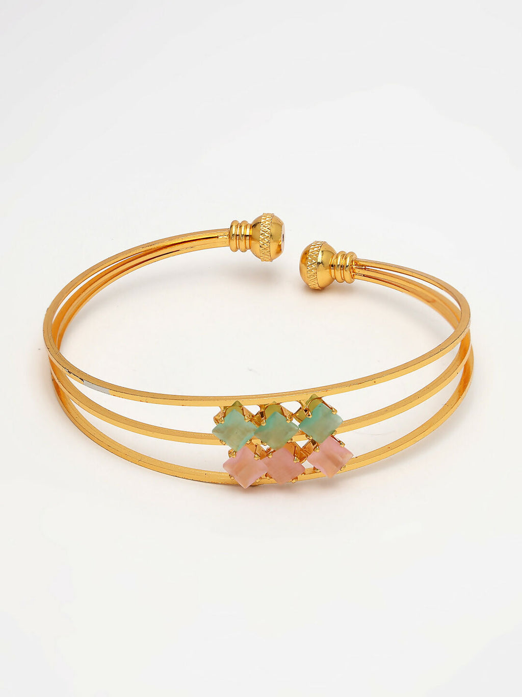 NVR Women's Gold-Polished CZ Stone-Studded Cuff Bracelet - Distacart