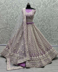 Jyoti Fashion Women's Violet Bridal Net Fancy Sequins with Multi Thread Embroidered Wedding Lehenga Choli