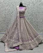 Jyoti Fashion Women's Violet Bridal Net Fancy Sequins with Multi Thread Embroidered Wedding Lehenga Choli