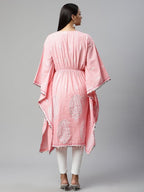 Ahalyaa Women Pink Pure Cotton Printed Kaftan Kurta