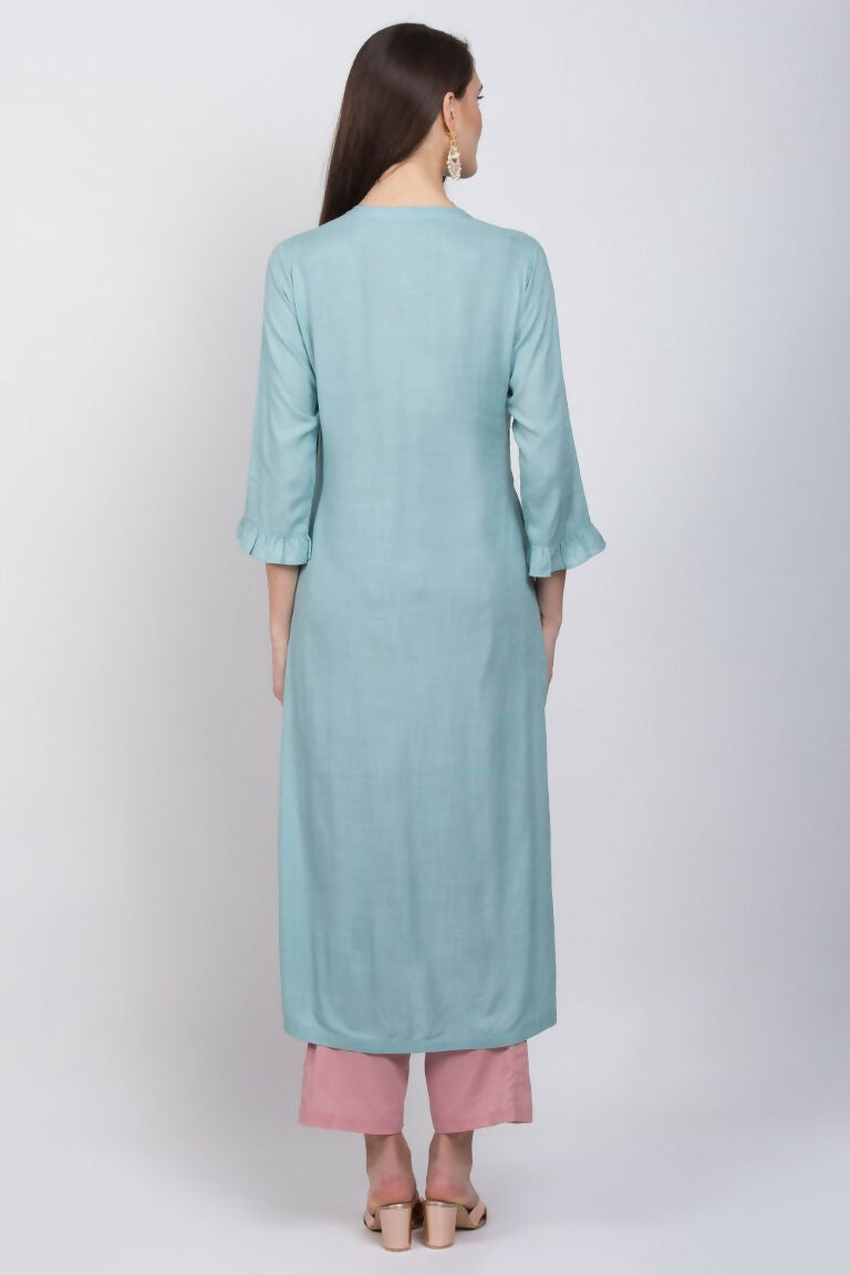 Joban Fashion L.Blue Cotton Rayon Kurta Set